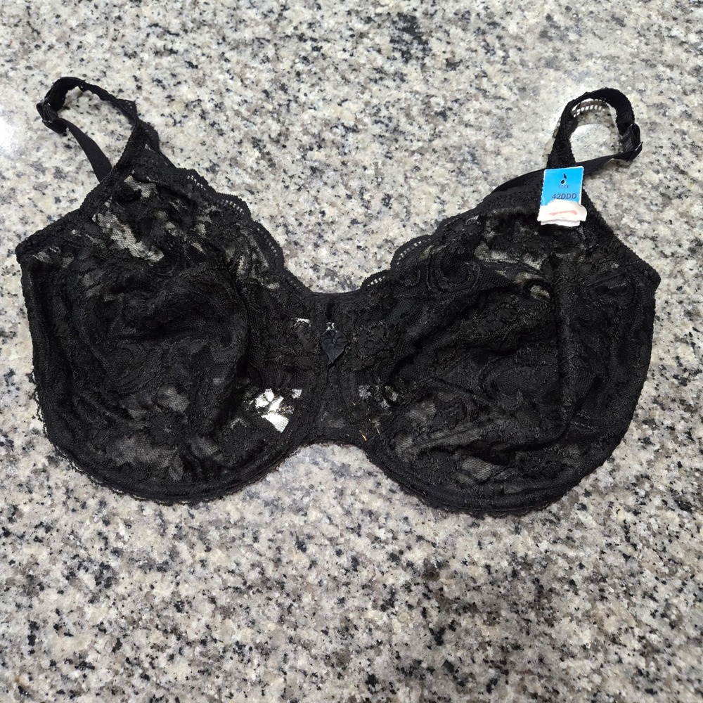 Cabernet Underwire Bra Women 42DDD Black New Floral Lace Full Coverage support